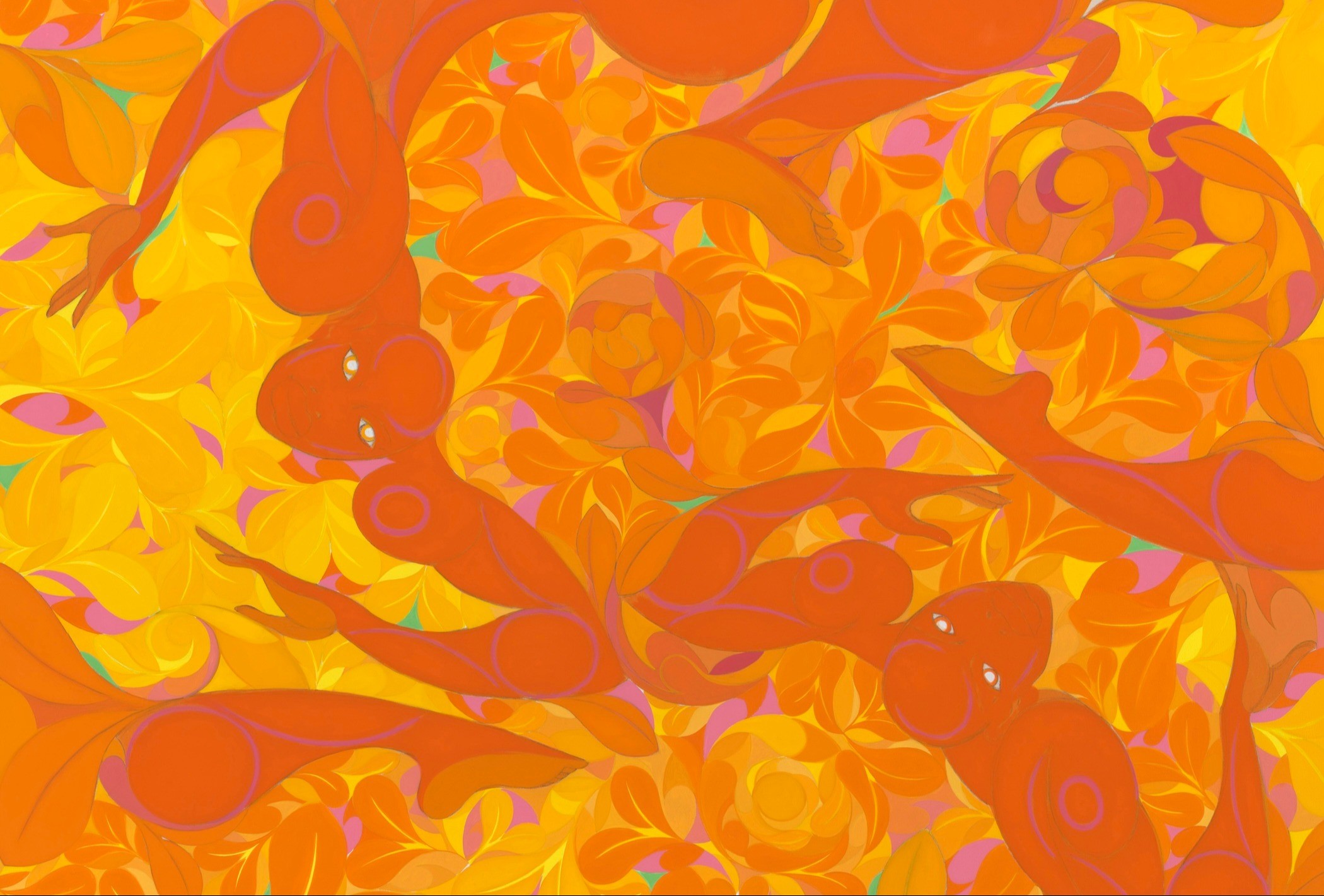 Above Image: Tunji Adeniyi-Jones, "Untitled (Orange Figures in Orbit)," 2024. Courtesy of the artist Photo