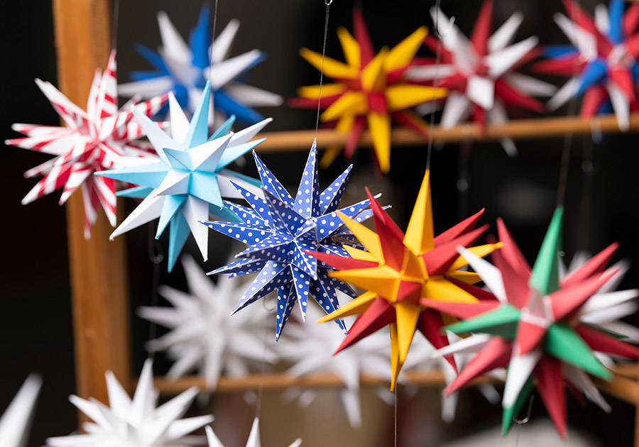 Stars made by Ken Manuel are for sale at Old Salem retail shops.